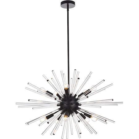 Sienna 36 Inch Crystal Rod Pendant In Black